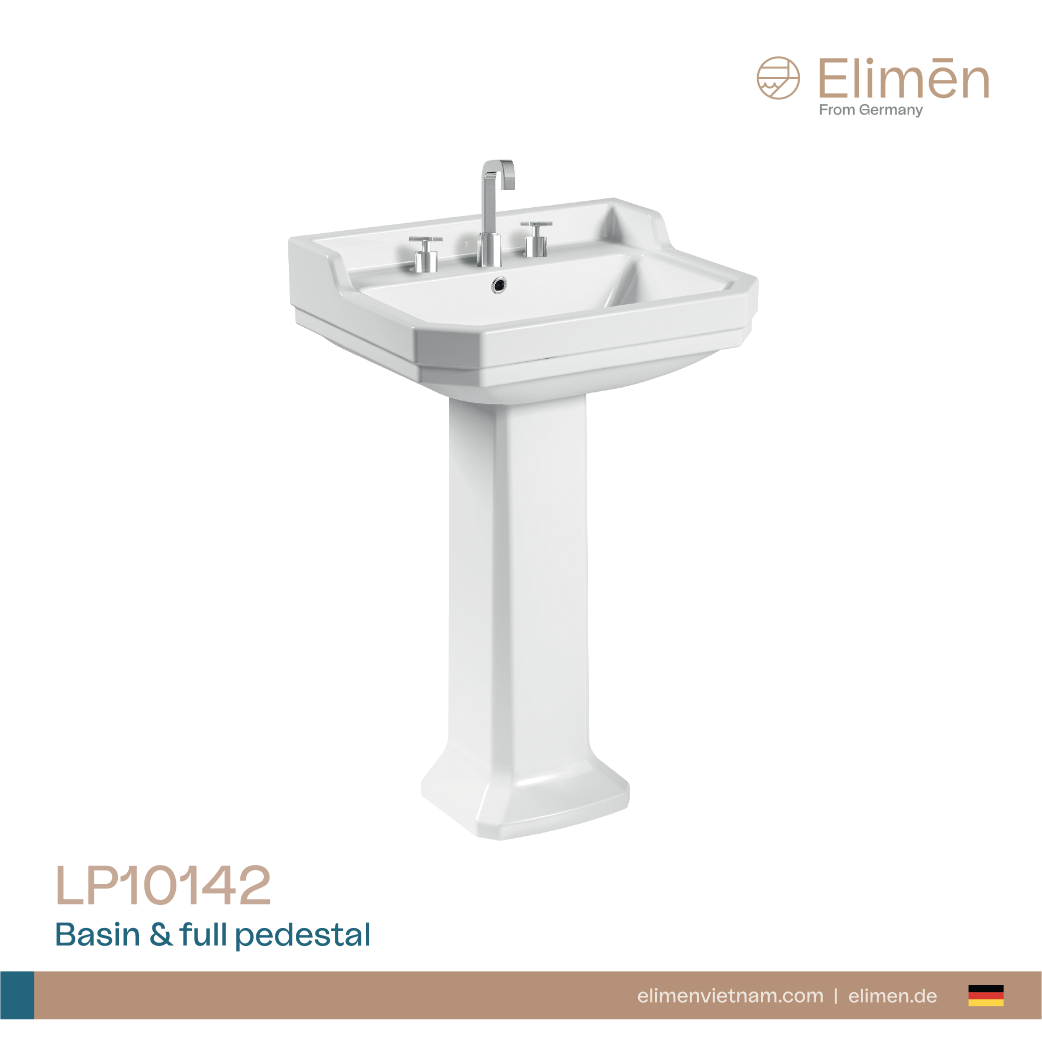 Elimen long-walled washbasin - Code LP10142