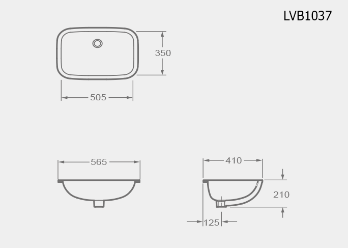 Bản vẽ kỹ thuật chậu lavabo âm bàn Elimen - Mã LVB1037