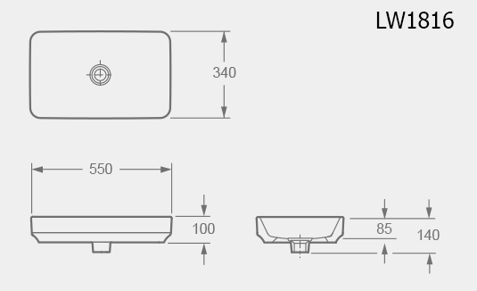 Thông số kỹ thuật Chậu lavabo dương bàn Elimen - Mã LW1816