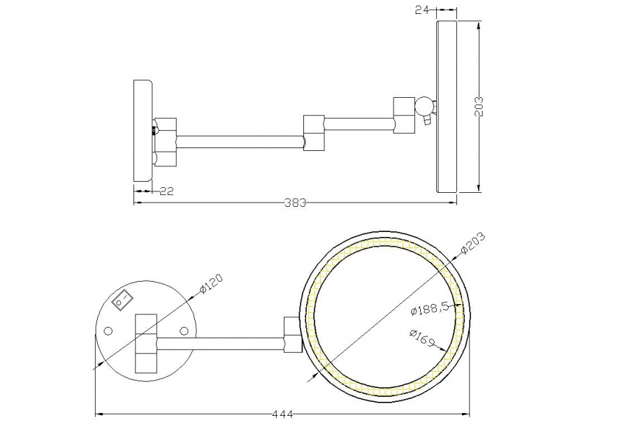 Gương trang điểm gắn tường có Led Elimen - Mã A6065-1