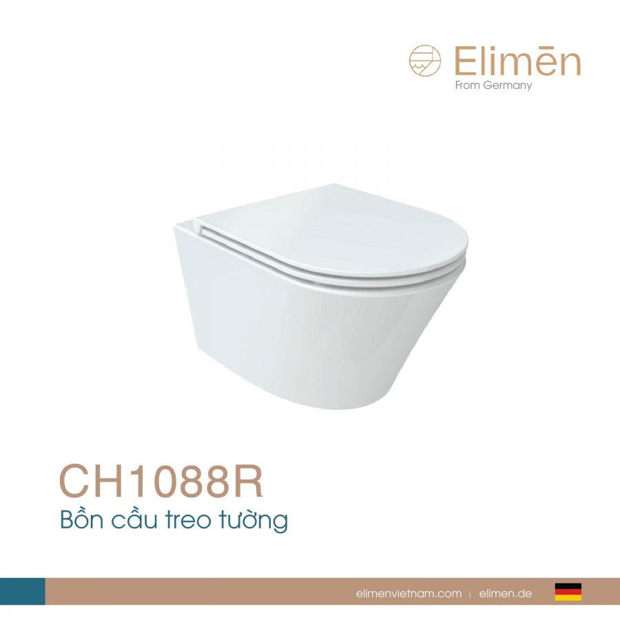 Bồn cầu treo, két nước âm tường | Mã CH1088R