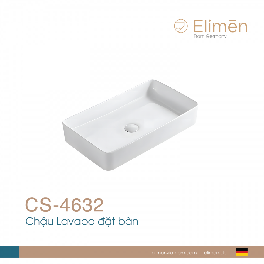 Chậu rửa lavabo đặt bàn Elimen | Mã CS-4632