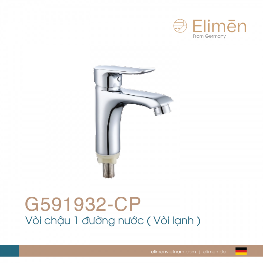 Vòi chậu 1 đường nước (Vòi lạnh) | Mã G591932-CP