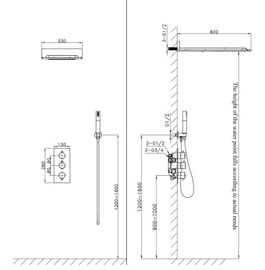 Sen tắm ổn định nhiệt âm tường Elimen  | Mã G1450900