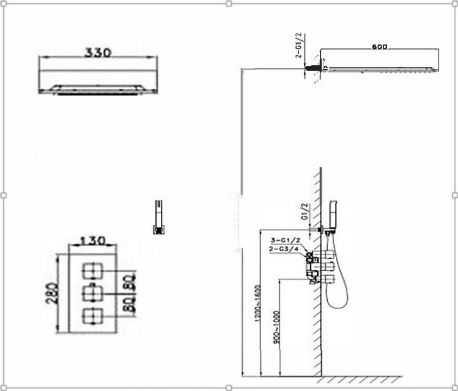 Sen tắm ổn định nhiệt âm tường Elimen | Mã G1451100