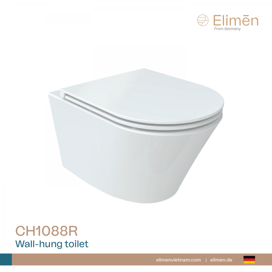 Bồn cầu treo, két nước âm tường | Mã CH1088R