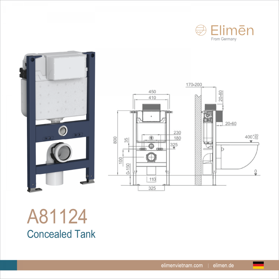 Bộ két nước âm tường | Mã A81124