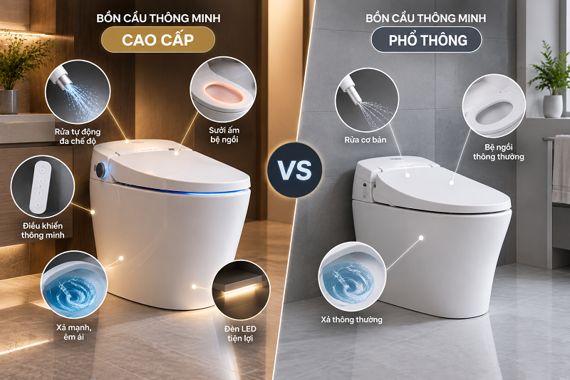 Bồn cầu thông minh cao cấp khác loại phổ thông thế nào?