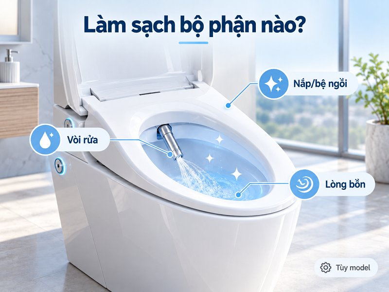 Bồn cầu thông minh tự rửa có làm sạch toàn bộ thiết bị không?