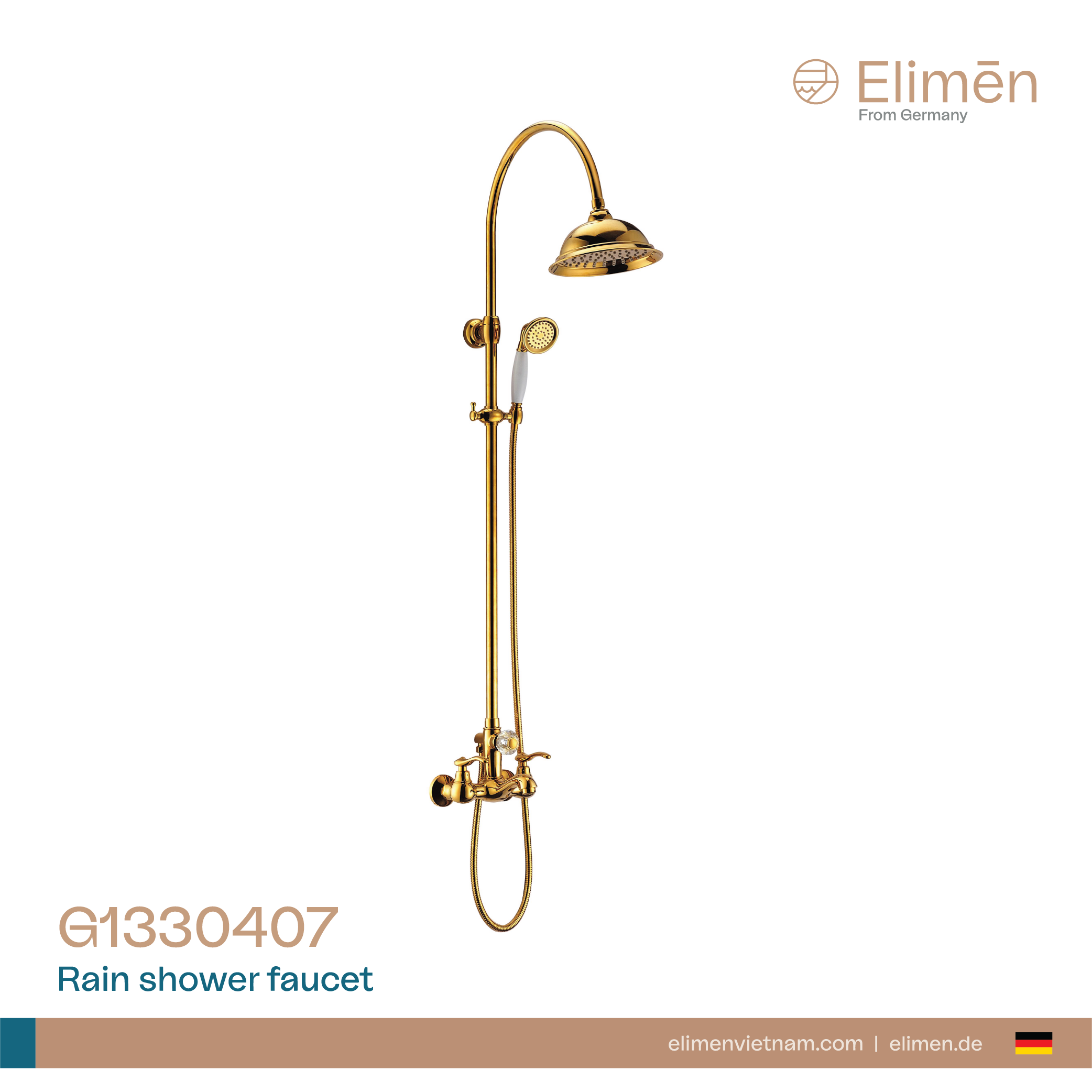 Sen cây tắm nóng lạnh màu đồng, cổ điển Elimen - MÃ G1330407