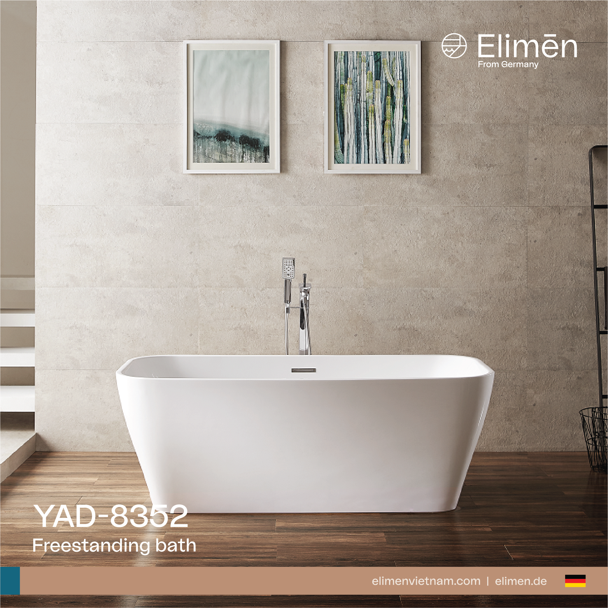 Bồn tắm đặt sàn Elimen - Mã YAD-8352-150