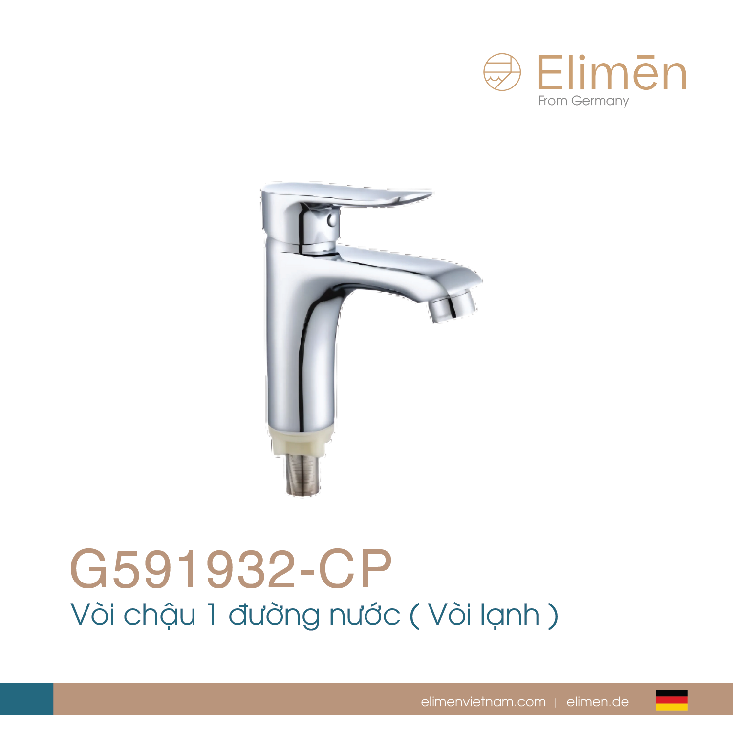 Vòi chậu 1 đường nước (Vòi lạnh) | Mã G591932-CP