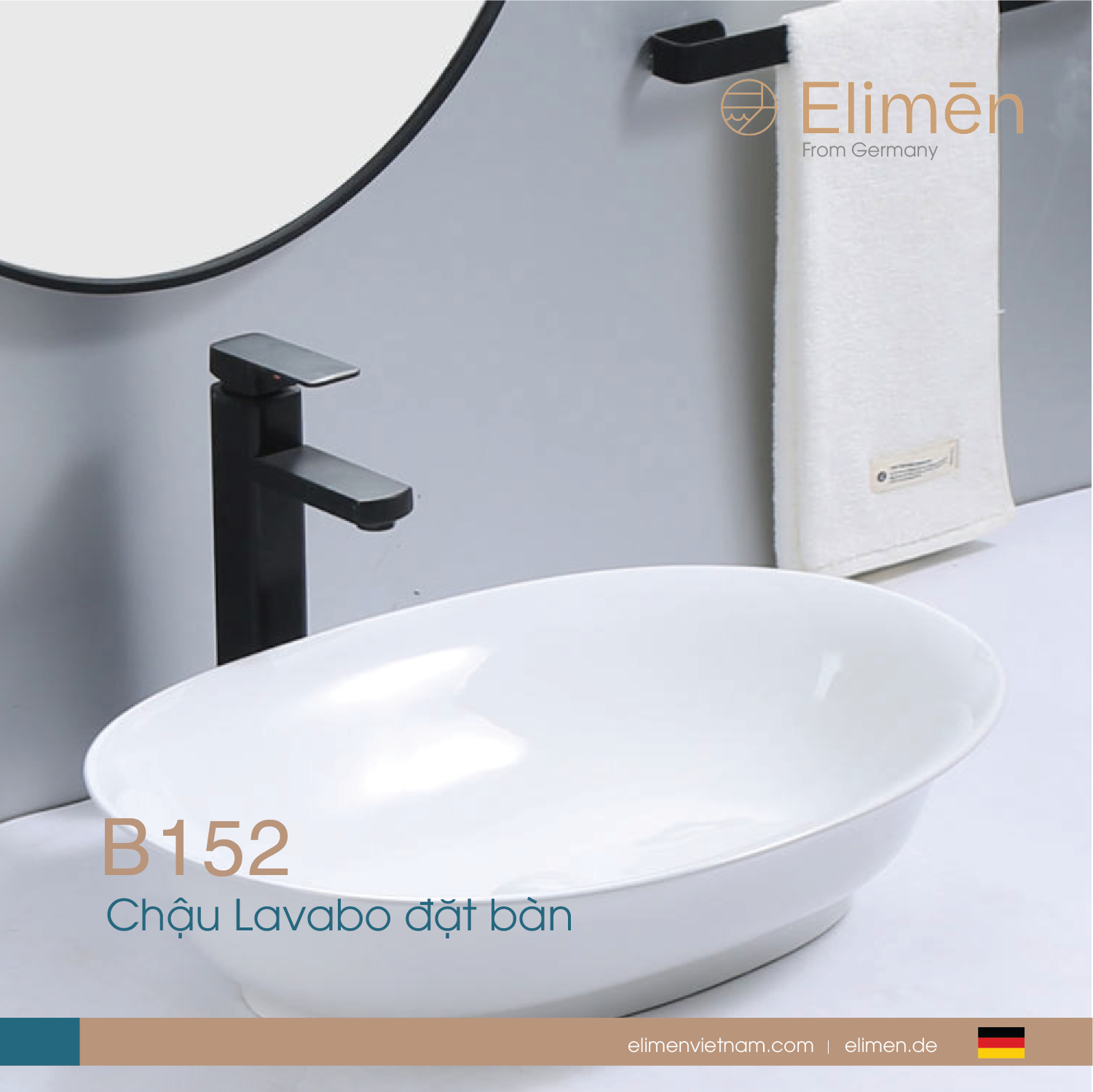 Chậu Lavabo đặt trên bàn Elimen | Mã B152