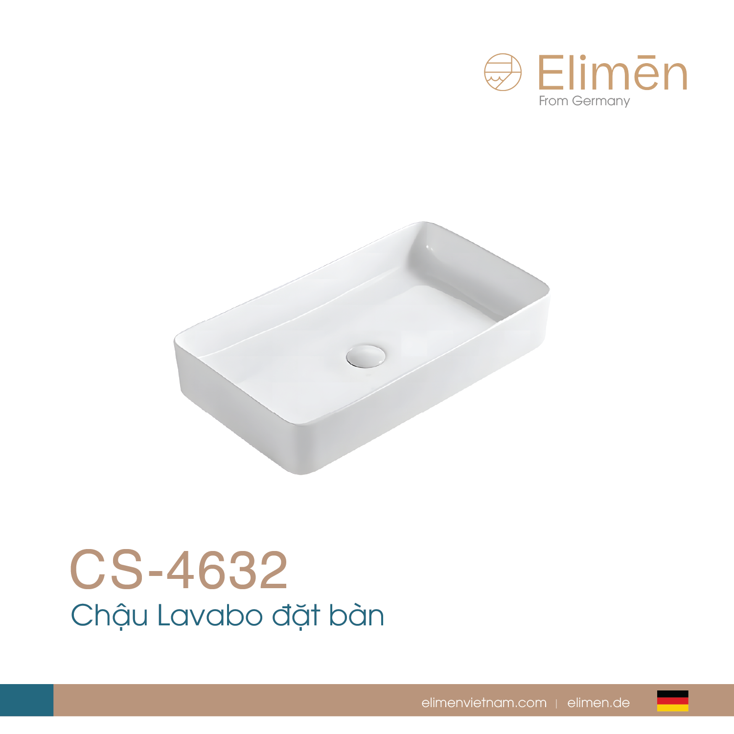 Chậu rửa lavabo đặt bàn Elimen | Mã CS-4632