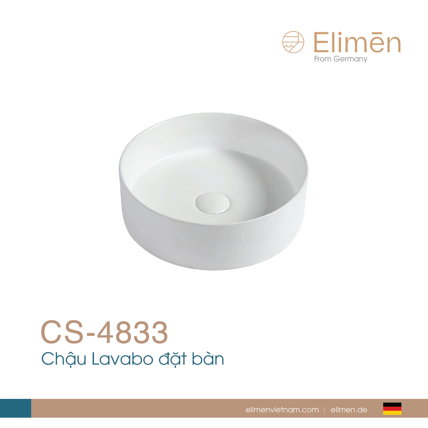 Chậu rửa lavabo đặt bàn Elimen | Mã CS-4833