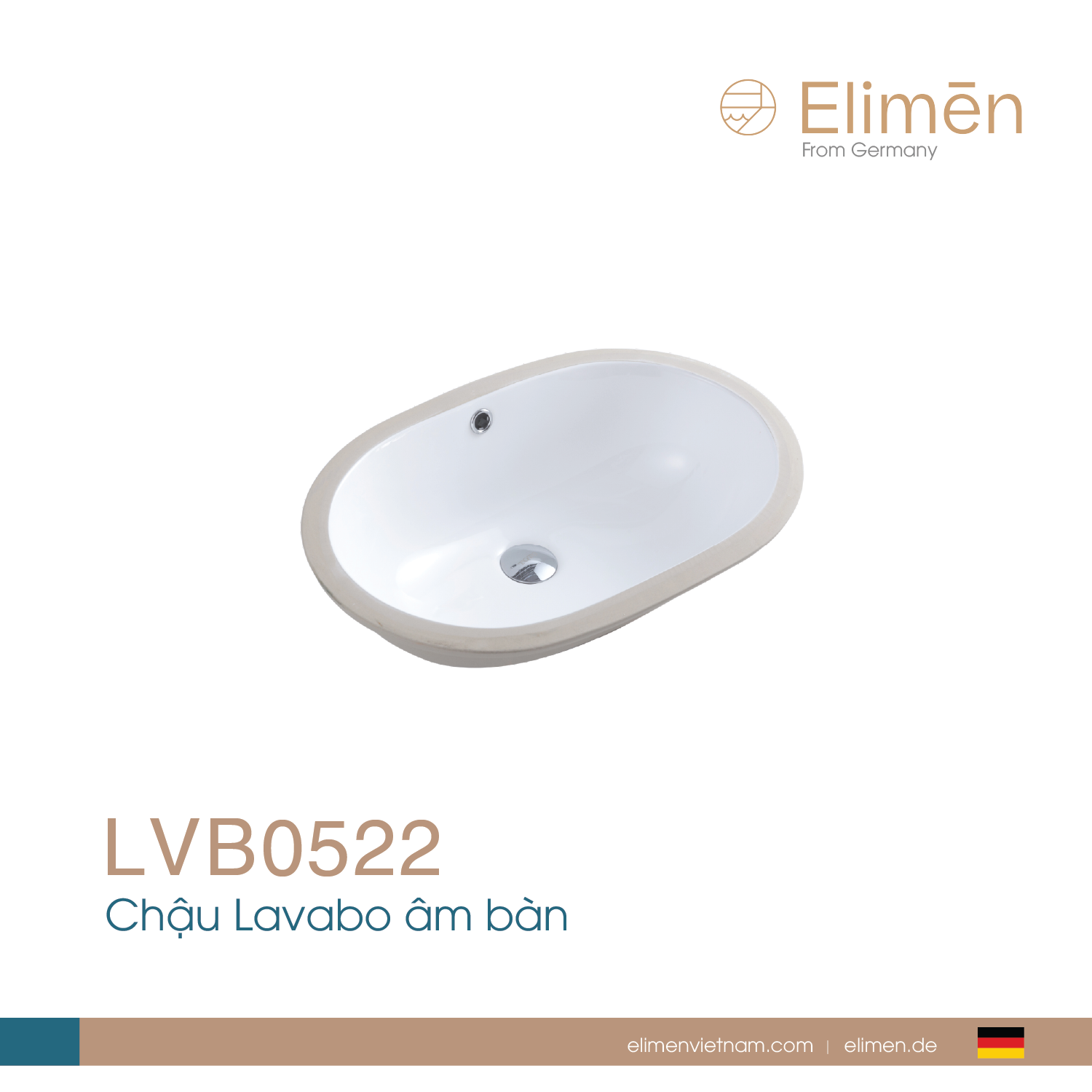 Chậu rửa Lavabo âm bàn Elimen | Mã LVB0522