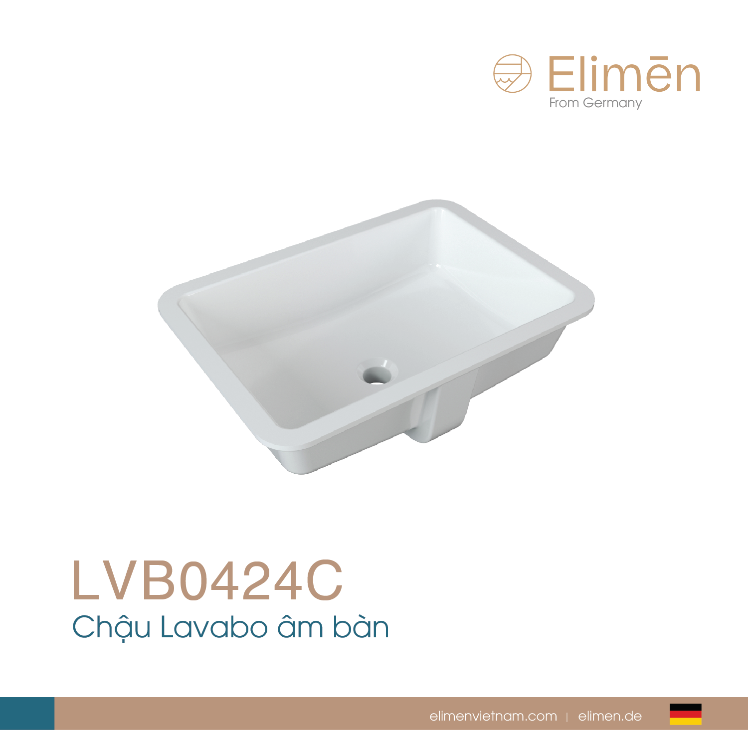 Chậu rửa Lavabo âm bàn Elimen | Mã LVB0424C
