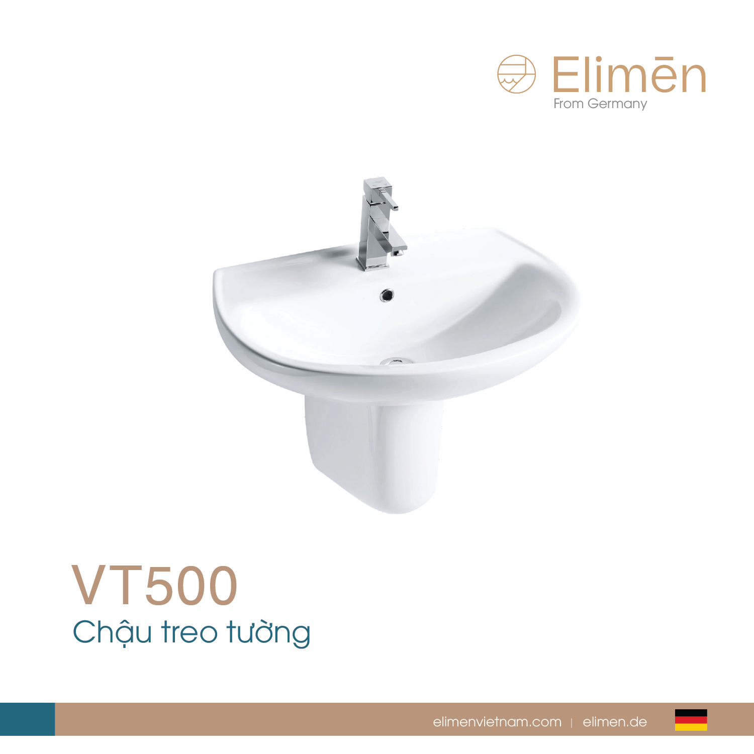 Chậu rửa Lavabo treo tường Elimen | Mã VT500