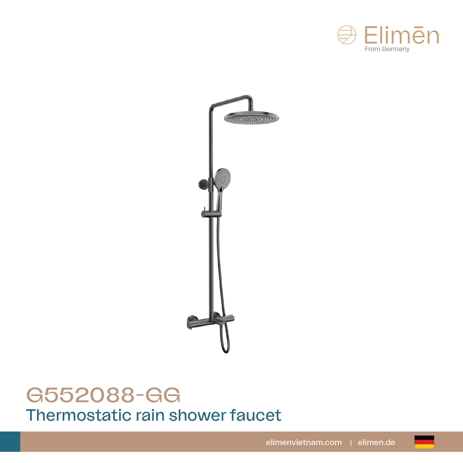 Bộ sen tắm ổn định nhiệt Elimen | Mã G552088-GG