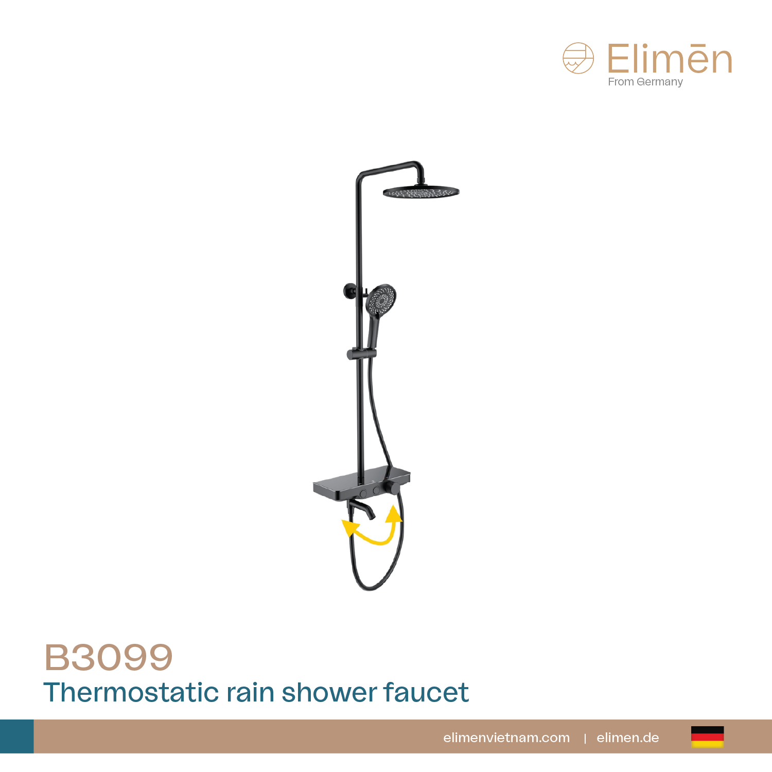 Bộ sen tắm ổn định nhiệt Elimen | Mã B3099