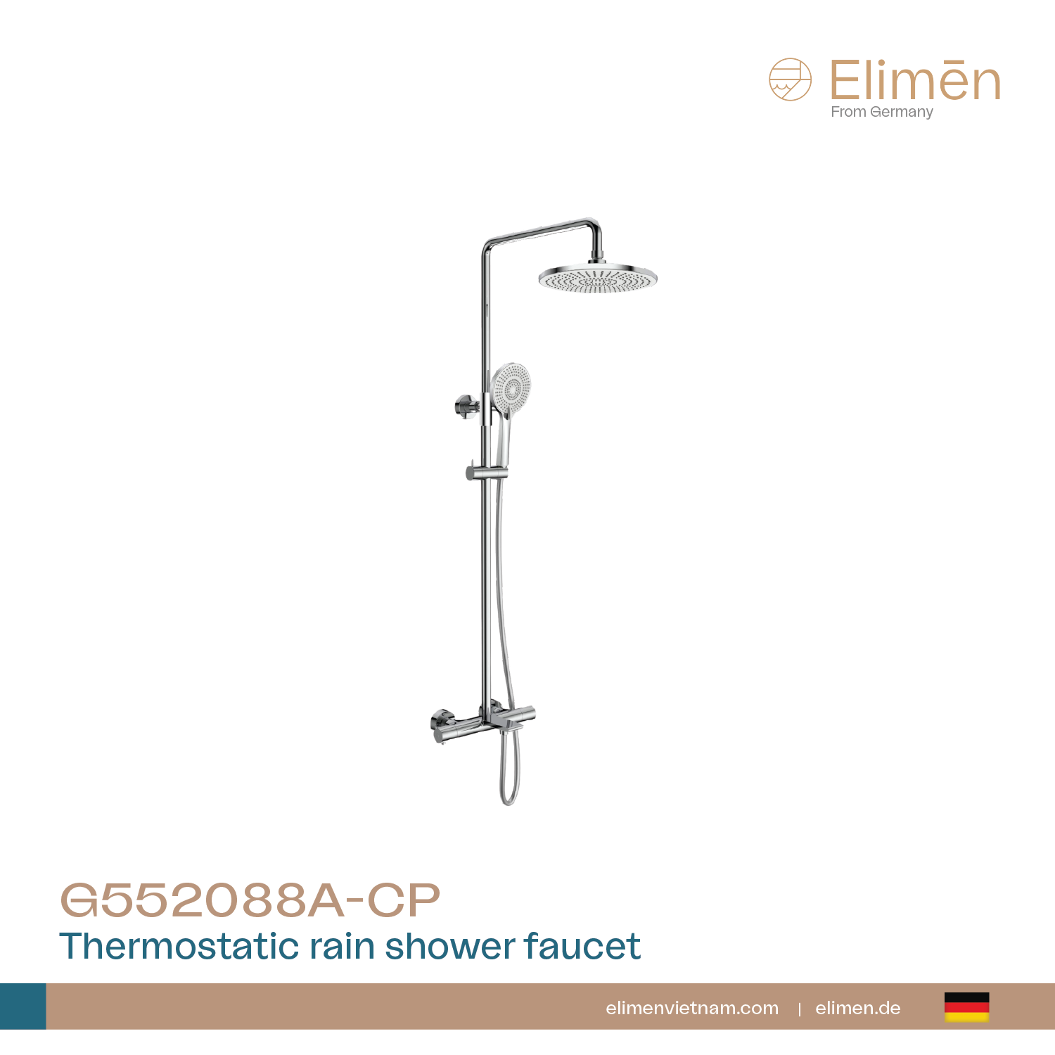 Bộ sen tắm ổn định nhiệt Elimen | Mã G552088A-CP