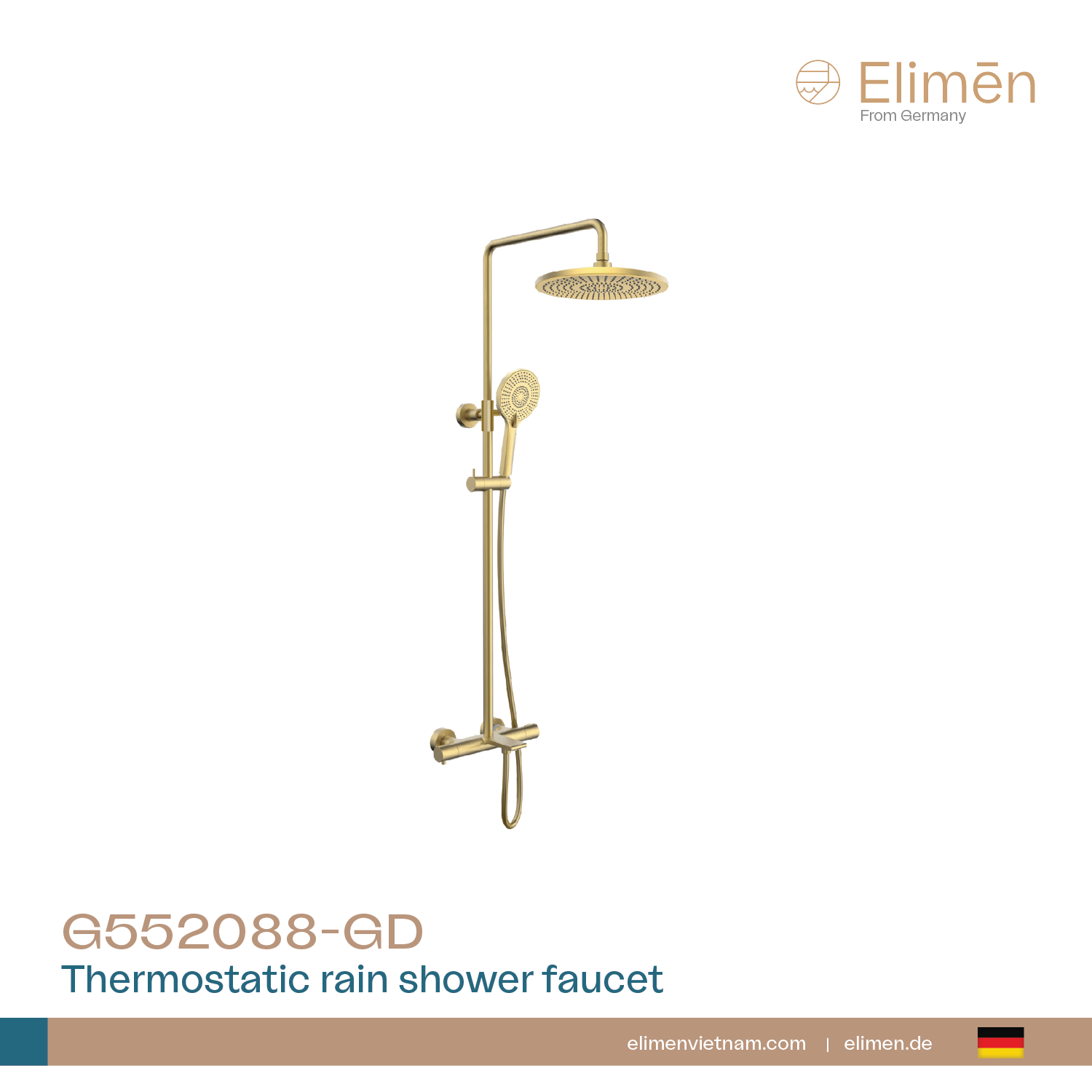 Bộ sen tắm ổn định nhiệt Elimen | Mã G552088-GD