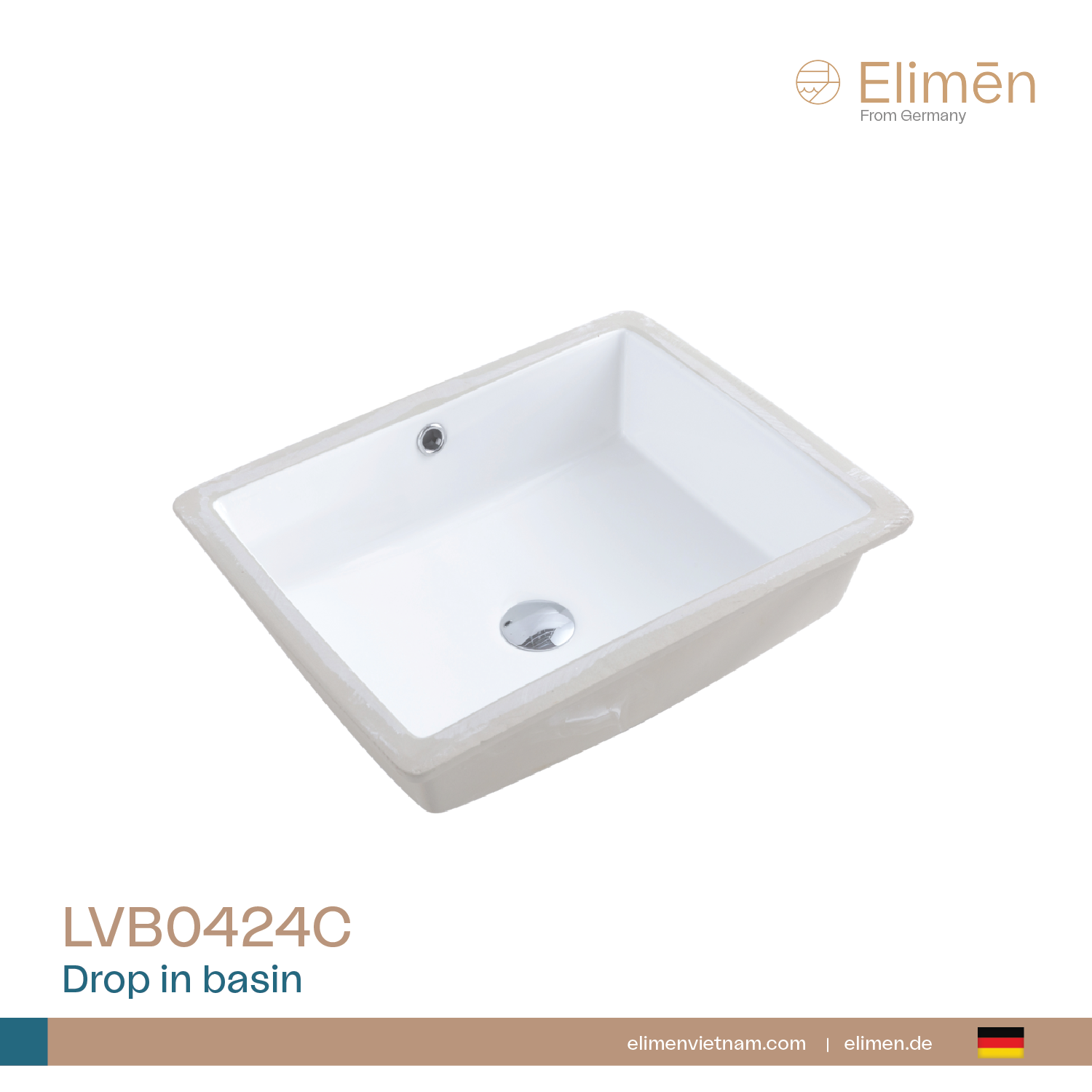 Chậu rửa Lavabo âm bàn Elimen | Mã LVB0424C