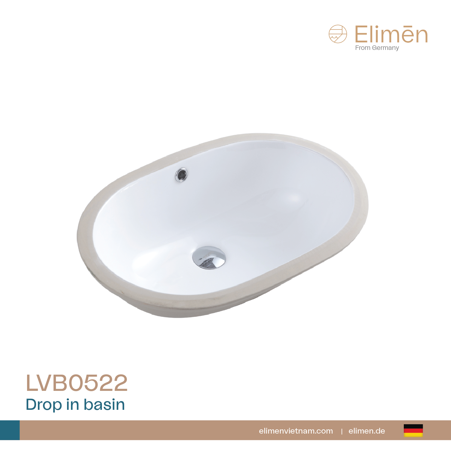 Chậu rửa Lavabo âm bàn Elimen | Mã LVB0522