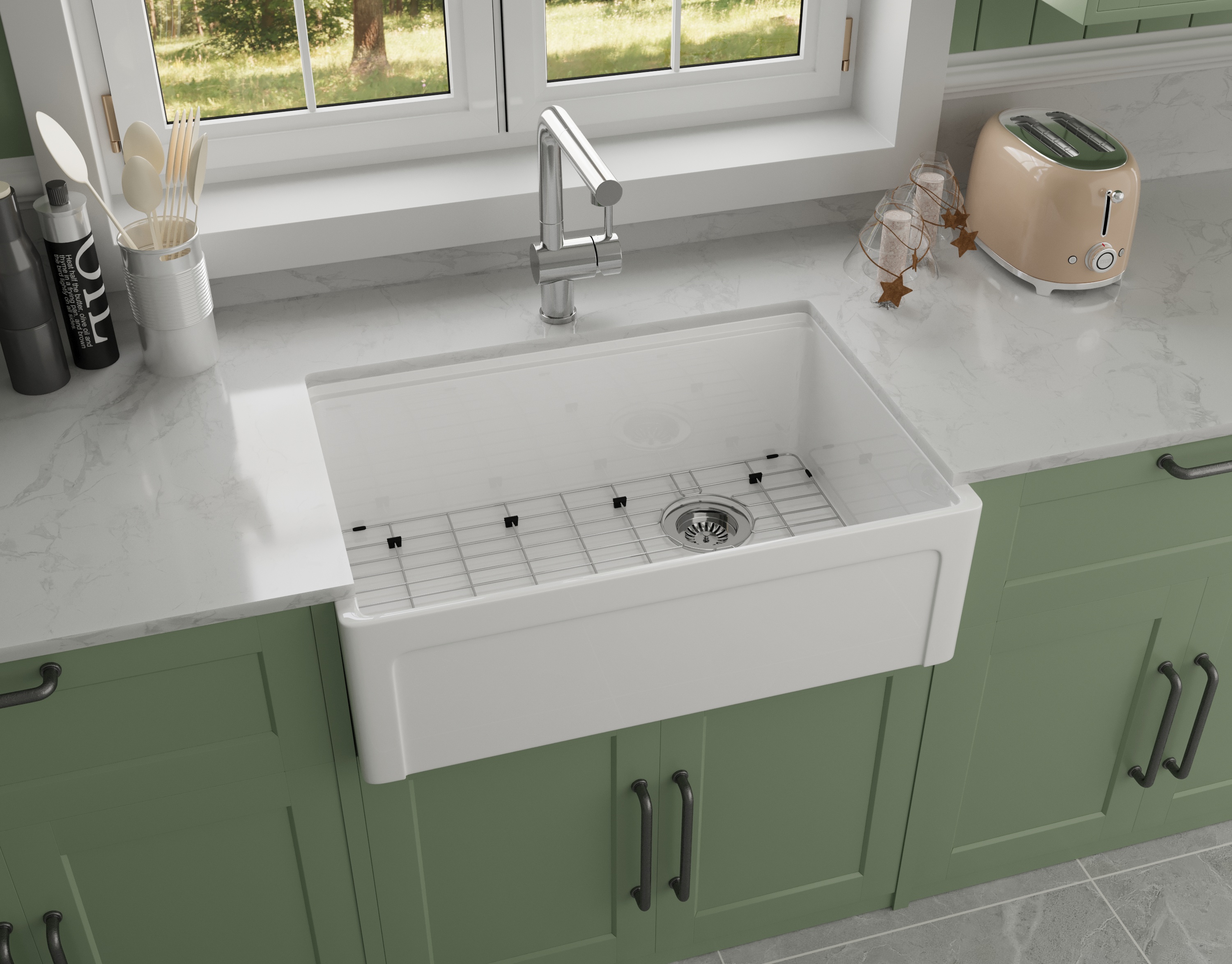 Chậu rửa bát bằng sứ cao cấp FFC - Mã EK756-3020L